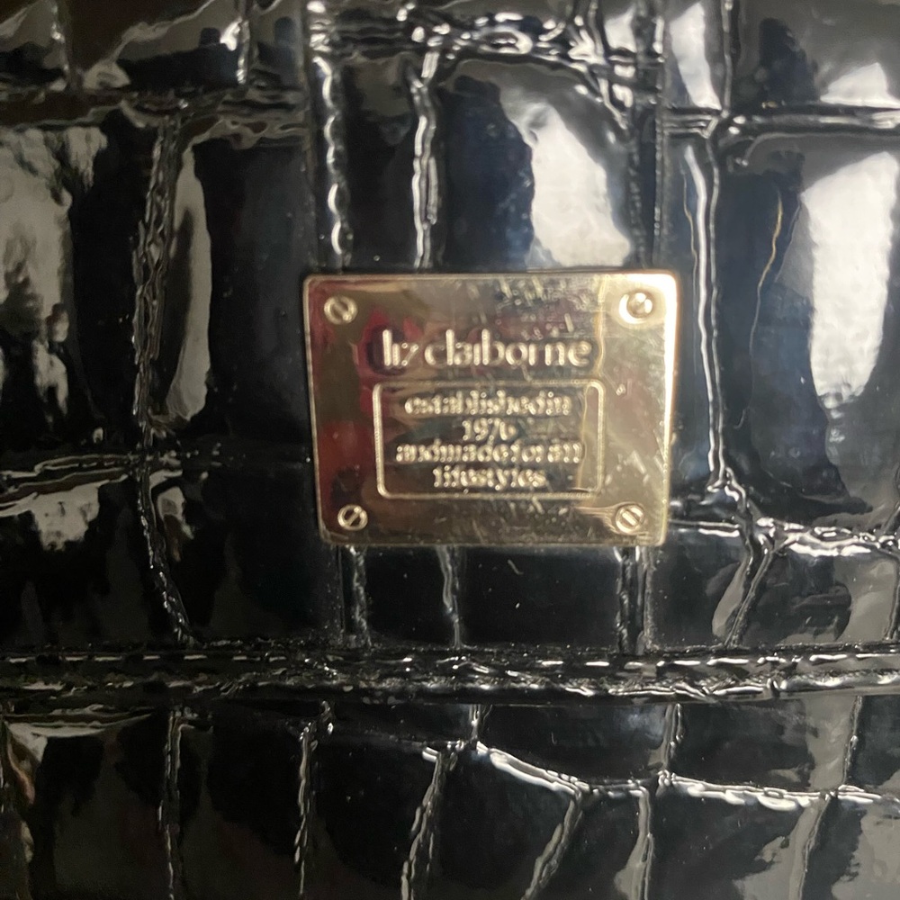 Liz Claiborne Black Croc-Embossed Handbag